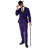 SuitMeister Partyanzug SuitMeister Purple Pimp Anzug - Karneval Kostüm, 70er Jahre Anzug aus flauschigem Stoff lila M