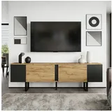Okwish TV-Schrank 180x40x55 cm Schwarz/Holz Lowboard