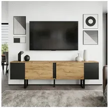 Okwish TV-Schrank 180x40x55 cm Schwarz/Holz Lowboard