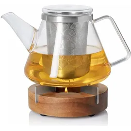 AdHoc Teekanne FUSION aus Borosilikatglas 1,0 Liter + Stövchen TUTO