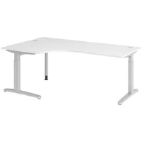Bümö Schreibtisch Weiß, Silber, - Nachbildung, Rechteckig, 200x74x120 cm