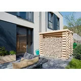 Brennholz Speicher aus unbehandeltem Holz, natur, 2,20 m breit, 1,92 m hoch, 0,57 m tief