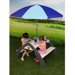 AXI Kinderpicknicktisch, 4 Sitzplätze, Holz/Hemlockholz - weiss | grau