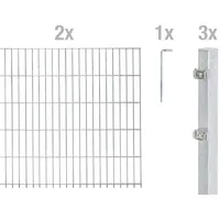 GAH Alberts Doppelstabmattenzaun 200 x 120 cm Silber/Metall