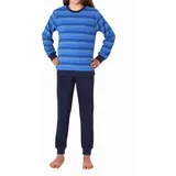 NORMANN langarm Frottee Schlafanzug Pyjama Bündchen Streifen - 77441 in blau | Gr.: 128