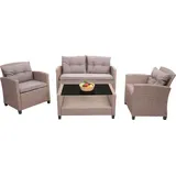 Mendler XXL Poly-Rattan Garnitur HWC-F10, Balkon-/Garten-/Lounge-Set Sitzgruppe, Sofa Sessel mit Kissen Spun Poly - grau-braun