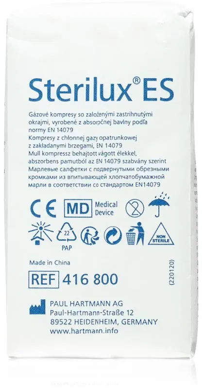 Sterilux Gas compress 5x5cm Medizinbedarf zur Behandlung von schlecht heilenden Wunden 100 St.