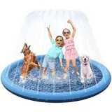 Hundepool, 170cm Splash Pad Für Große & Kleine Hunde & Kinder, 0.58mm Verdickt Anti-rutsch Matte Faltbarer Langlebig Splash Pad Für Sommer, Garten