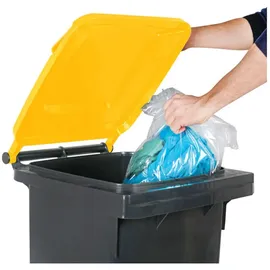 Stier Müllgroßbehälter 120 l Grau mit Gelbem Deckel