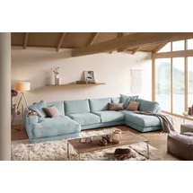 KAWOLA Wohnlandschaft U-Form Madeline Cord Longchair links hellblau