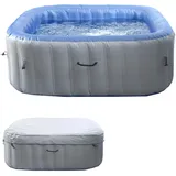 Mendler Whirlpool HWC-N97, Ersatz-Pool 6 Personen, In-/Outdoor aufblasbar PVC laminiert, eckig 198cm, grau-blau