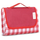 ZOMAKE Picknickdecke Wasserdicht 200 x 150 - Lsoliert Picknick Decke Strandmatte Waschbar mit Alubeschichtung für Camping,Garten - XXL Tartan Stoff Picnic Blanket, (Rot/Weiß Gitter)