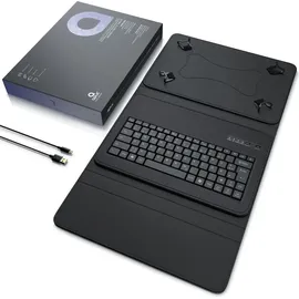 Aplic CSL Bluetooth Tastatur mit Schutzhülle, Tablet-Tastatur für 9-12 Zoll Tablets, magnetische Befestigung, Multimedia Funktionstasten, QWERTZ Layout