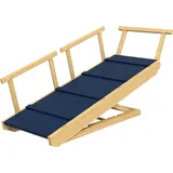 PawHut Hunderampe Klappbar Haustierrampe mit abnehmbaren Geländern, rutschfest, Hundeeinstiegshilfe bis 40 kg, 85 x 40 x 78,5 cm, Naturholz   Aosom.de