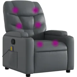 vidaXL Massagesessel Grau Kunstleder 89 x 100 x 0 cm Grau mit Fernbedienung