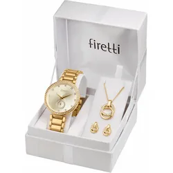 Quarzuhr FIRETTI, gold (goldfarben), Armbanduhren, Damen, Armbanduhr, Damenuhr, Glassteine, ideal auch als Geschenk