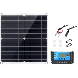 Tragbares 300W Solarfansystem - Monokristalline Solarzelle mit 50A Controller, Dual USB-Anschluss - Ideal für 5V Smartphones, Sportkameras, 12V Fahrz