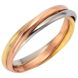 Fingerring FIRETTI "Schmuck Geschenk Gold 333 Damenring Goldring tricolor" Gr. 18, gold (gelbgoldfarben, weißgoldfarben, rotgoldfarben), Fingerringe, Damen, 18, Gelbgold 333-Rotgold 333-Weißgold 333, 4mm, Gelbgold 333, Rotgold 333, Weißgold 333