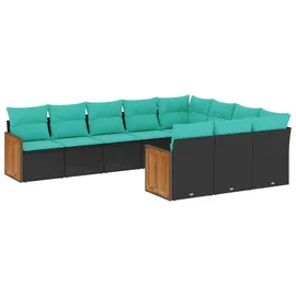 vidaXL Gartensofa-Set 10-tlg. schwarz