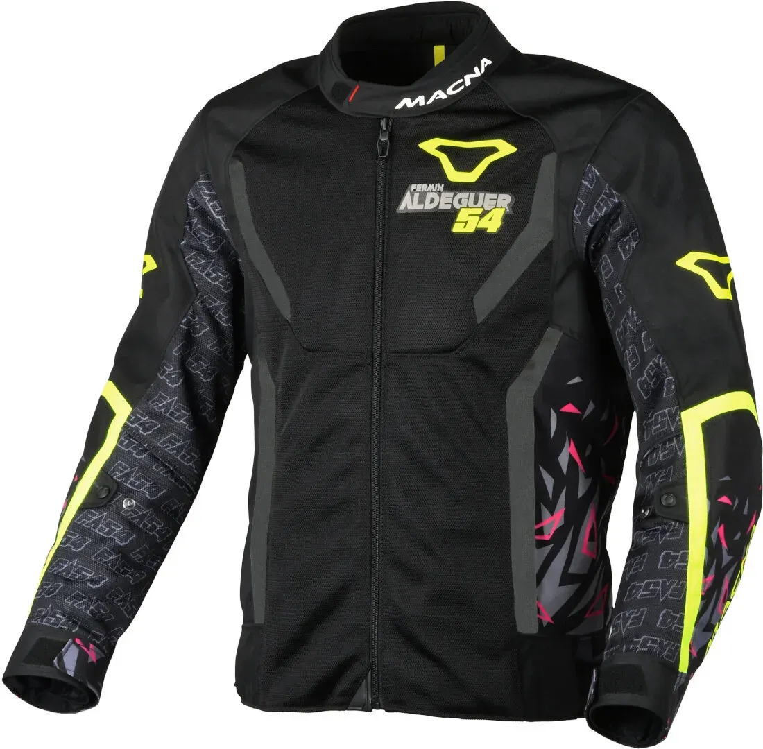 Macna Grisco Aldequer Motorrad Textiljacke, schwarz-grau-gelb, Größe L für Männer