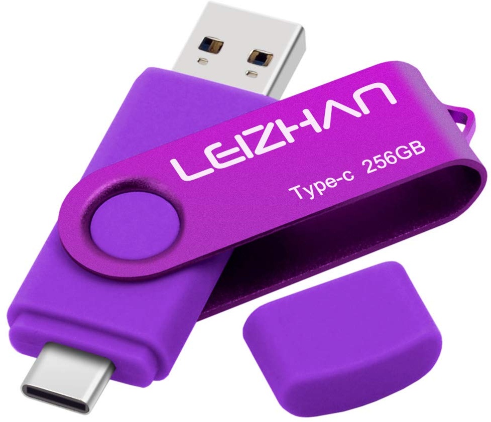 LEIZHAN USB Stick Type C Memory Stick 256GB Flash Drive OTG(On The Go) 2 in 1 USB C Speicherstic for Type-C Smart Phone and MacBook (256GB, Lila)