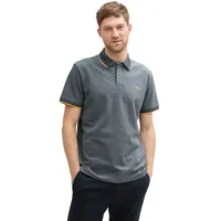 Tom Tailor Print Kurzarm-poloshirt - Navy Grey Mint Twotone