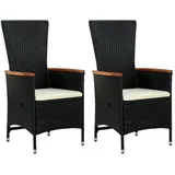 vidaXL Polyrattan Gartensessel 58 x 62 x 108 cm schwarz 2 St.