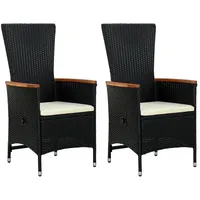 vidaXL Polyrattan Gartensessel 58 x 62 x 108 cm schwarz 2 St.