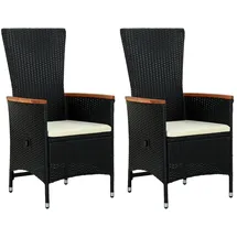 vidaXL Polyrattan Gartensessel 58 x 62 x 108 cm schwarz 2 St.