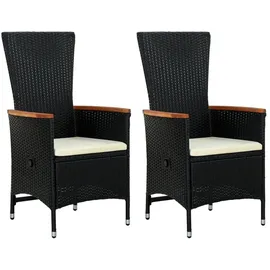 vidaXL Polyrattan Gartensessel 58 x 62 x 108 cm schwarz 2 St.