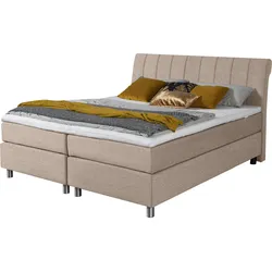 Boxspringbett ALINA "Elsa fix", beige (beige gba 2), B:181cm L:220cm, Struktur GBA (100% Polyester), Komplettbetten, Boxspringbett, inklusive Matratze und Topper, in verschiedenen Größen und Härtegraden
