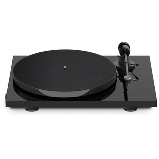 Pro-Ject E1, Plug & Play Einsteiger Plattenspieler mit elektronischer Geschwindigkeitsumschaltung, Auflagekraft und Anti-Skating voreingestellt (Om5e, Schwarz)