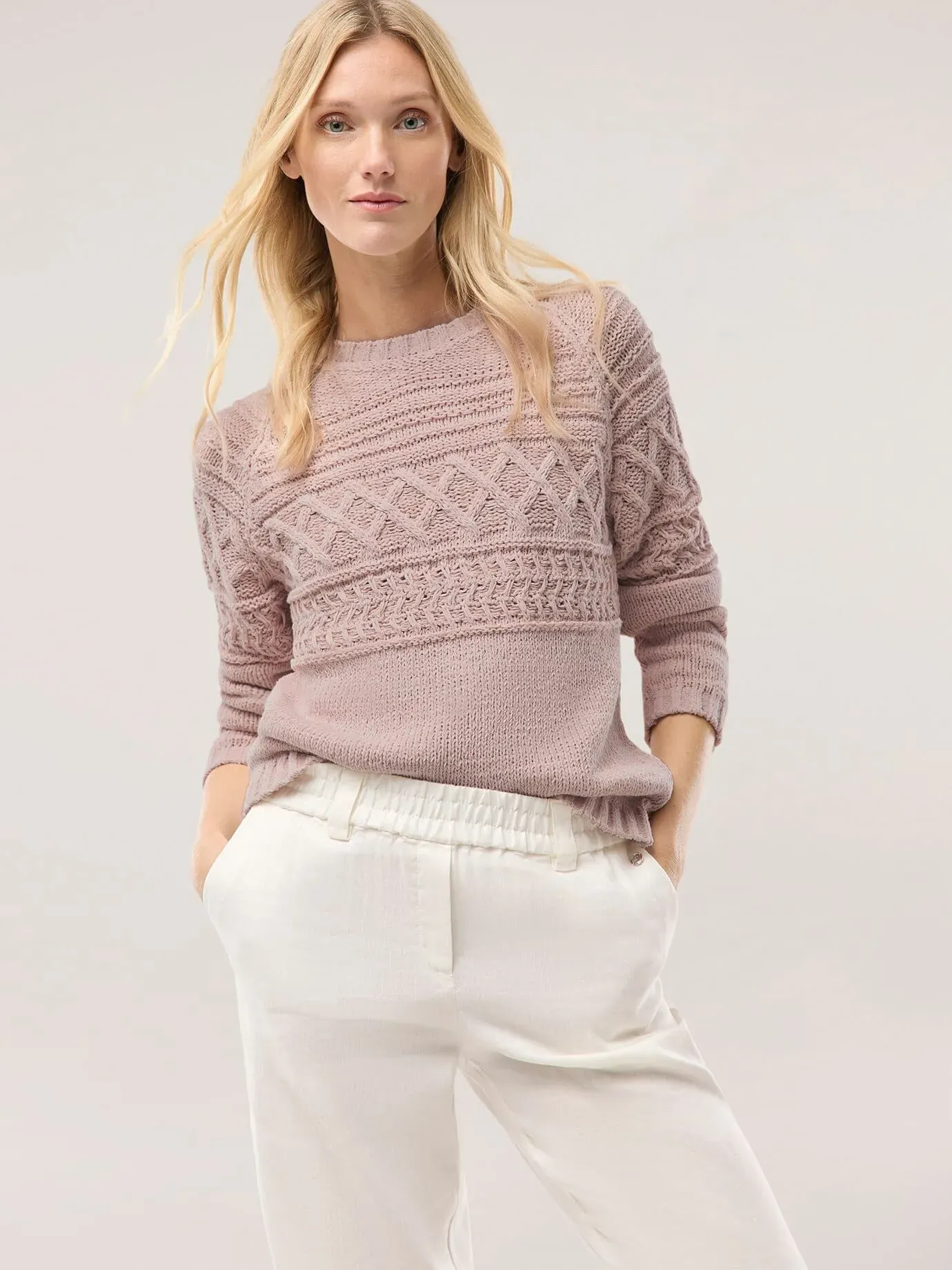 Walbusch Damen Pullover aus softem Bändchengarn Rosa