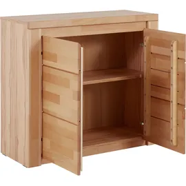 Home Affaire Kommode HOME AFFAIRE "Burano,90cm breit,35 cm tief, Fronten Massivholz", beige (kernbuche teilmassiv), B:90cm H:80cm T:35cm, FSC-zertifiziertes teilmassives Holz, Sideboards, Kommode, Holz massiv, Holzwerkstoff,2 Türen,2 breite Fächer