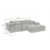 Smart Ecksofa in modernem Cord Lianea ¦ grau ¦ Maße (cm): B: 291 H: 86 T: 208.0