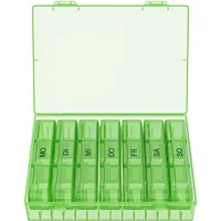 WELLGRO Tablettenbox für 7 Tage - Pillendose je 3 Fächer pro Tag - Klappdeckel mit Druckverschluss - Aufbewahrungsbox - BPA-freier Kunststoff, Farbe:Grün