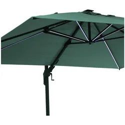 Arles Sonnenschirm 300 x 300 cm Polyester UV50+ wasserabweisend LED-Licht Dunkles Moosgrün