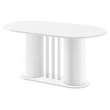 Design Esstisch HCE-111 Oval Hochglanz ausziehbar Tisch Esszimmer rund - Weiß