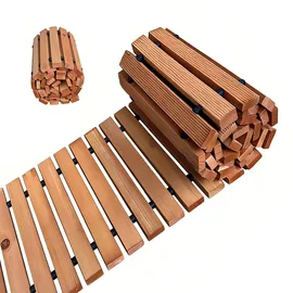 Relaxdays Gartenweg Rollbar Holz 245x55 cm 2 Stück Braun