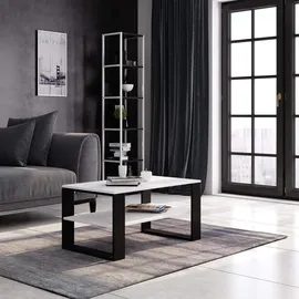 Akord Couchtisch Weiß Schwarz, Holzwerkstoff, Nachbildung, Rechteckig,Rechteckig, 92x45x53 cm, Wohnzimmer, Wohnzimmertische, Couchtische