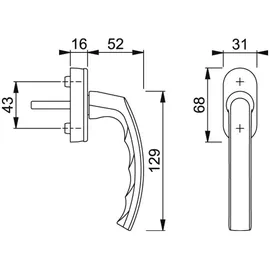 HOPPE DK-Fenstergriff Luxembourg 099/US952 mit ovaler Rosette VK7x32-42,F1 eloxiert
