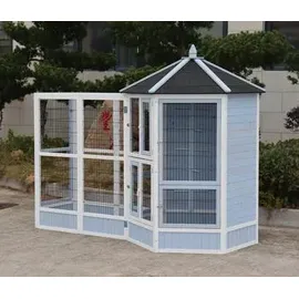 dehner lieblinge Vogelvoliere Santorini Ø 132 x 180 cm weiß/blau