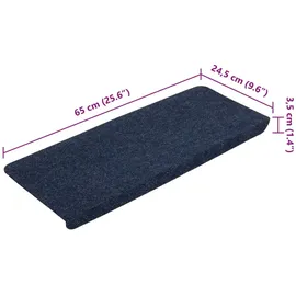 vidaXL Stufenmatten Selbstklebend 15 Stk. 65x24,5x3,5 cm Blau