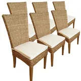 Amagohome Rattanstuhl Esszimmer Stühle Rattanstühle Wintergarten Korbstühle Cardine 6 Stück