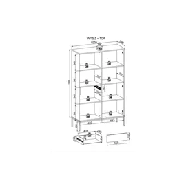 Möbel Kraft Vitrine 104 x 0 x 166 cm Schwarz