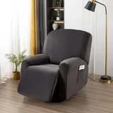 OKYUK Premium Sesselbezug für Relaxsessel - Eleganter und Elastischer Sesselüberzug, Pflegeleichte Sesselbezüge aus Samt für Vollschutz und Stil in jedem Zuhause(Dunkelgrau)
