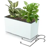 Blumenkübel Blumentopf Rattan Trapez Weiß Glatt Struktur H 19,5 cm 12 L