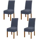Leeyunbee 4 Stück Esszimmer Stuhlhussen, Abnehmbare Waschbar Elastische Moderne Beschützer Stuhlbezug, Dehnbare Stuhlhussen Für Hochzeit Partys Bankett Haus Esszimmer, Hotel, Restaurant (Blau Grau)