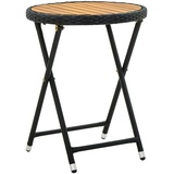 vidaXL Beistelltisch Schwarz 60 cm Poly Rattan und Massivholz Akazie