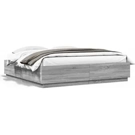 vidaXL Bettgestell mit LED Grau Sonoma 180x200 cm Holzwerkstoff